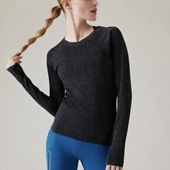 Athleta Momentum Seamless Shine Sparkle Long Sleeve Top - Picture 1 of 5